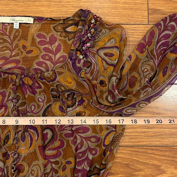 Blumarine Sheer Floral Button Down Blouse - Picture 10 of 12